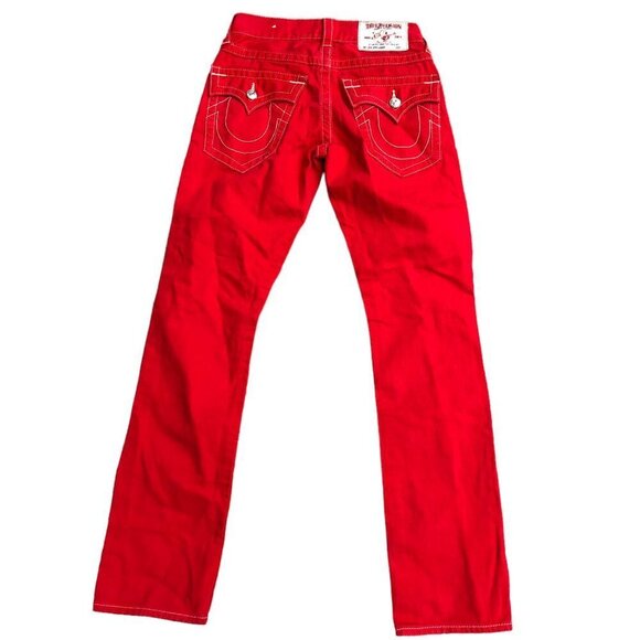 VINTAGE True Religion Jeans Size 27 STRAIGHT RED - Picture 5 of 9